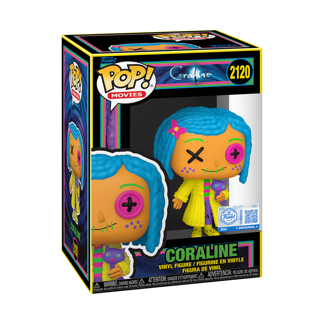 Coraline #2120 Funko Pop Coraline Black Light box and figure